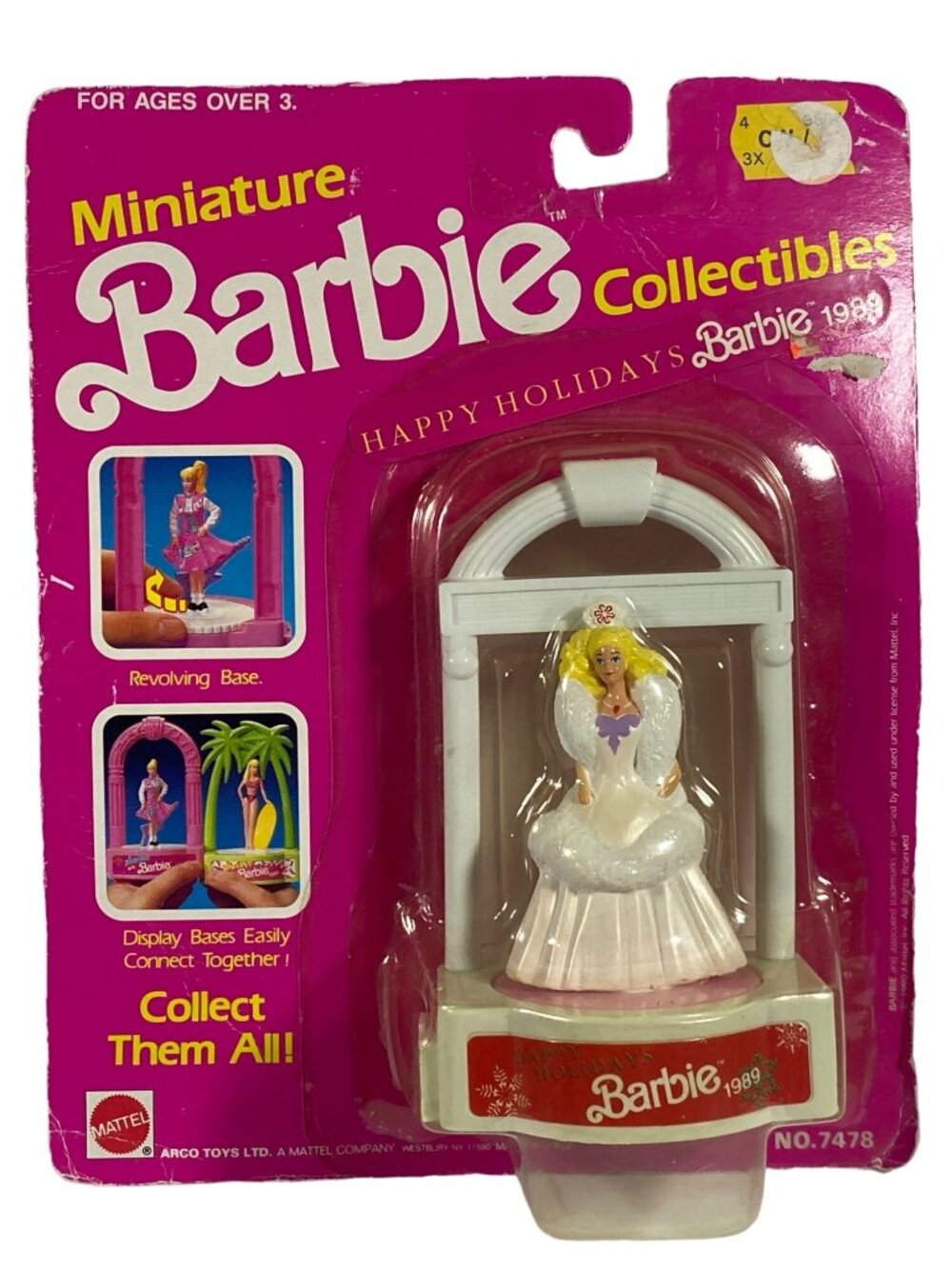 BARBIE Miniature Happy Holiday 1989 Christmas Revolvie Base 7478 Mattel Argo Toy